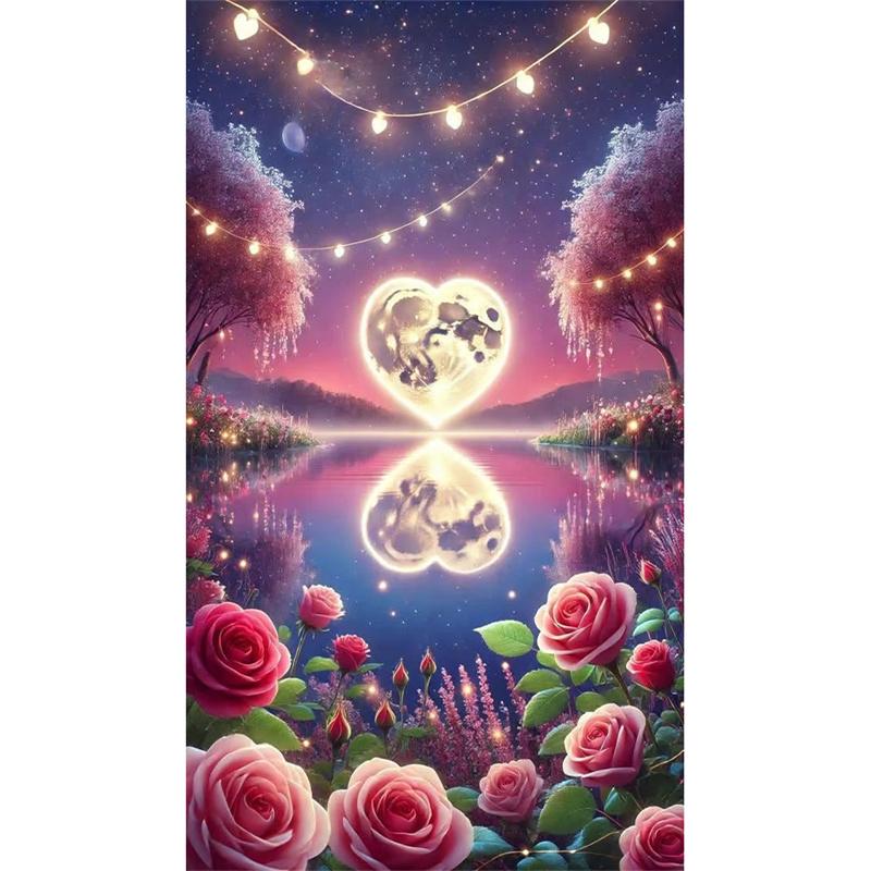 Pictură cu Diamante Peisaj Broderie în Cruce Iubire Fluture DIY 5D Broderie Mozaic Diamante Artă Mare Decor Acasă