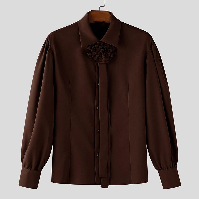 

INCERUN Elegant Men Long Sleeve Multi-layered Floral Button Up Party Casual Shirts Tops S