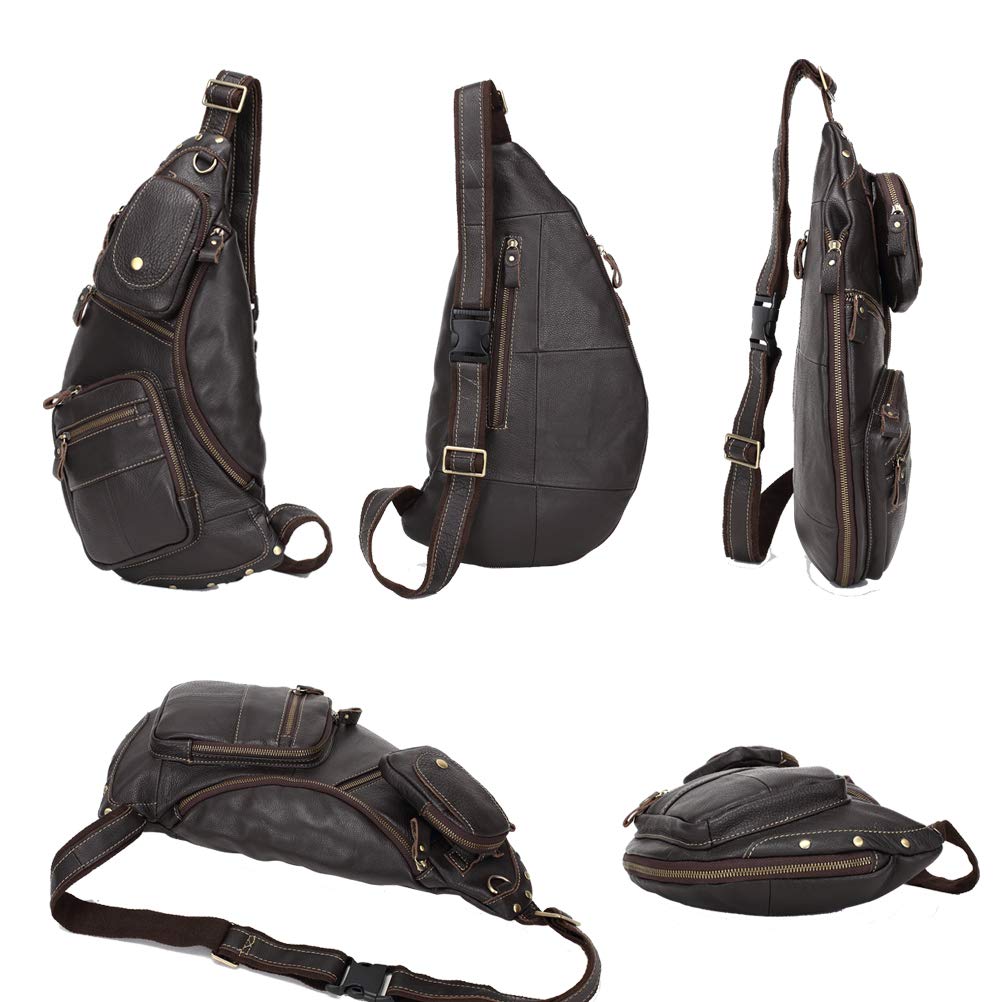 Meigardass Genuine Leather Crossbody Bag for Large Expandable Cowhide iPad and Folding Umbrella Storage Men, Capacity, Gusset, One-Shoulder Bag,