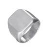 ALOHAMONI Signet Ring, Surgical Stainless Steel, Brushed with a Hairline Matte Finish, Stamp Ring, Square, Men's (Silver, Size 13)