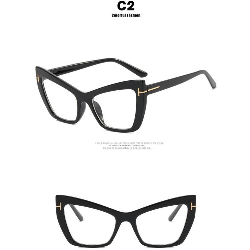 Women's Glasses T-word Cat Eye Glasses, Fashionable Large-frame Glasses