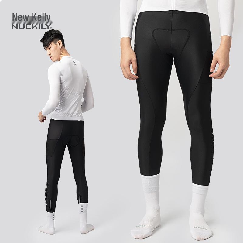 

NUCKILY Men s Winter Fleece Cycling Pants for Road and Mountain Biking. L чёрный