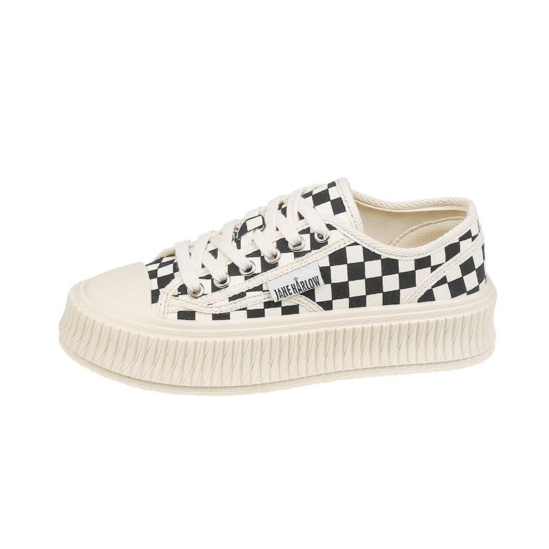 Platform canvas shoes women's new summer checkerboard casual women's shoes Harajuku versatile cookie shoes