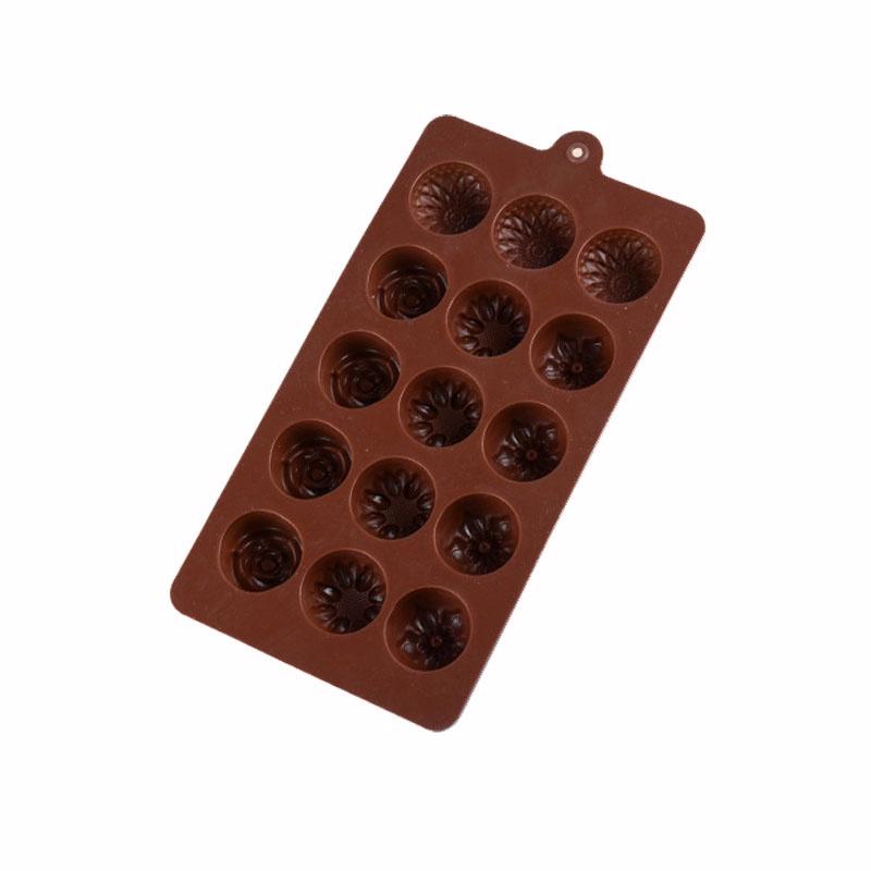 15 Hole Flower Shape Silicone Chocolate Mould Ice Cube Tray DIY Fondant Cookie Bake Dish Jelly Pudding Dessert Bakeware