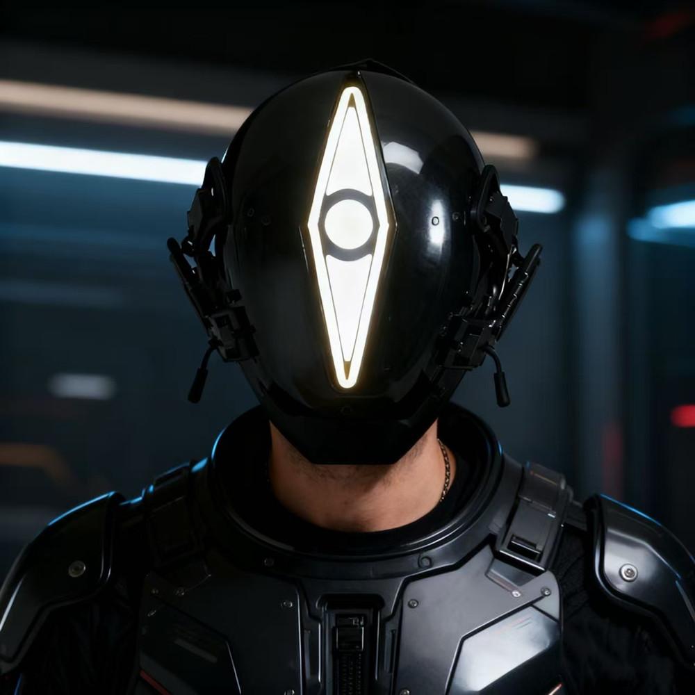 Cyber Punk LED Helmet Masks, Futuristic Techwear Mask with Light, Sci-Fi Cosplay Prop for Halloween & Party