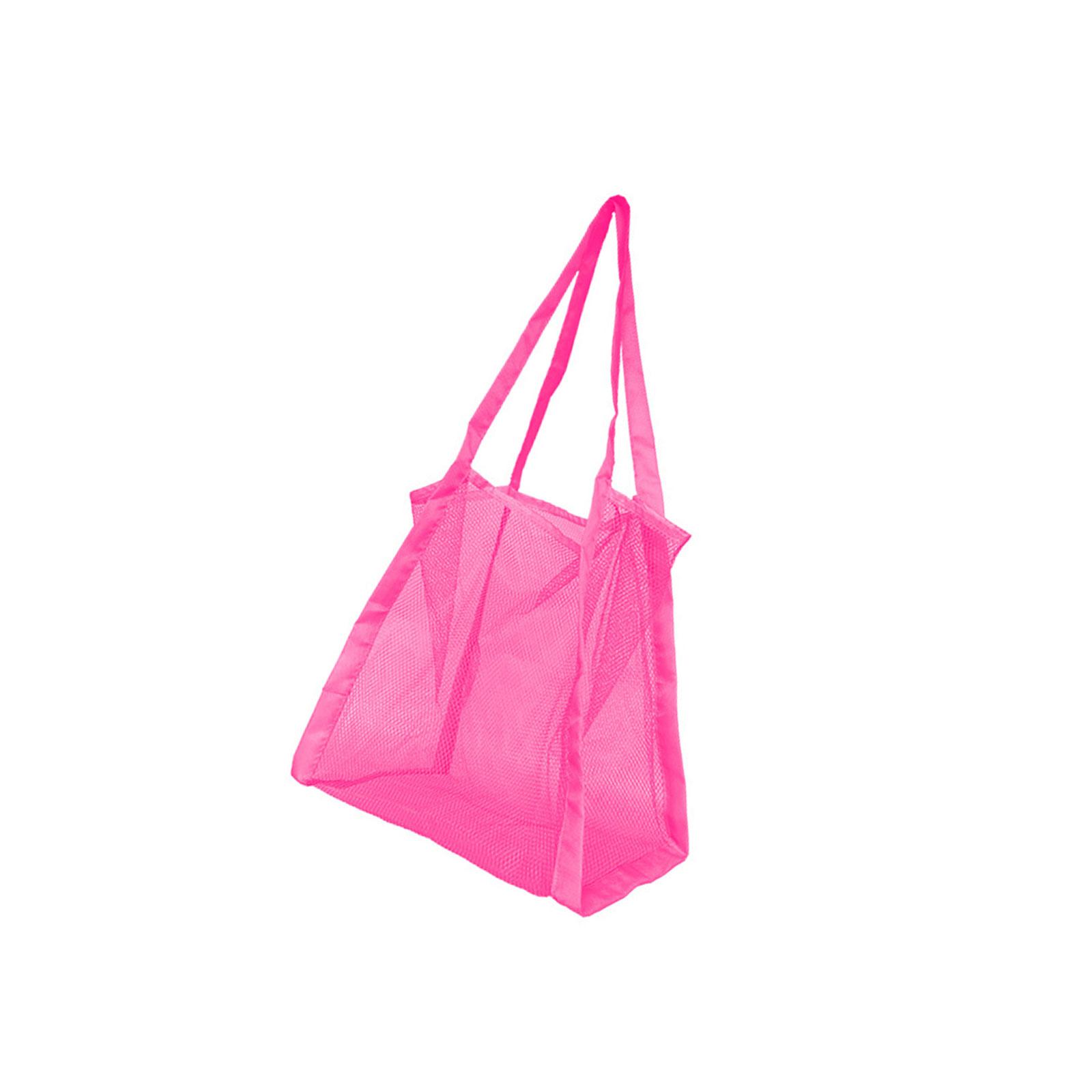 

Сумка для хранения пляжных игрушек. Водонепроницаемая нейлоновая сетчатая сумка для легкой организации и быстрой сушки с удобным плечевым ремнем. горячий розовый