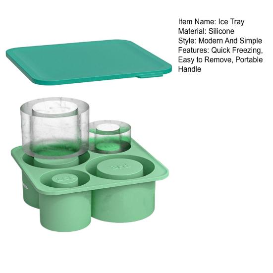 Silicone Cylinder Ice Tray with Lid Portable Popsicle Maker Easy Release Ice