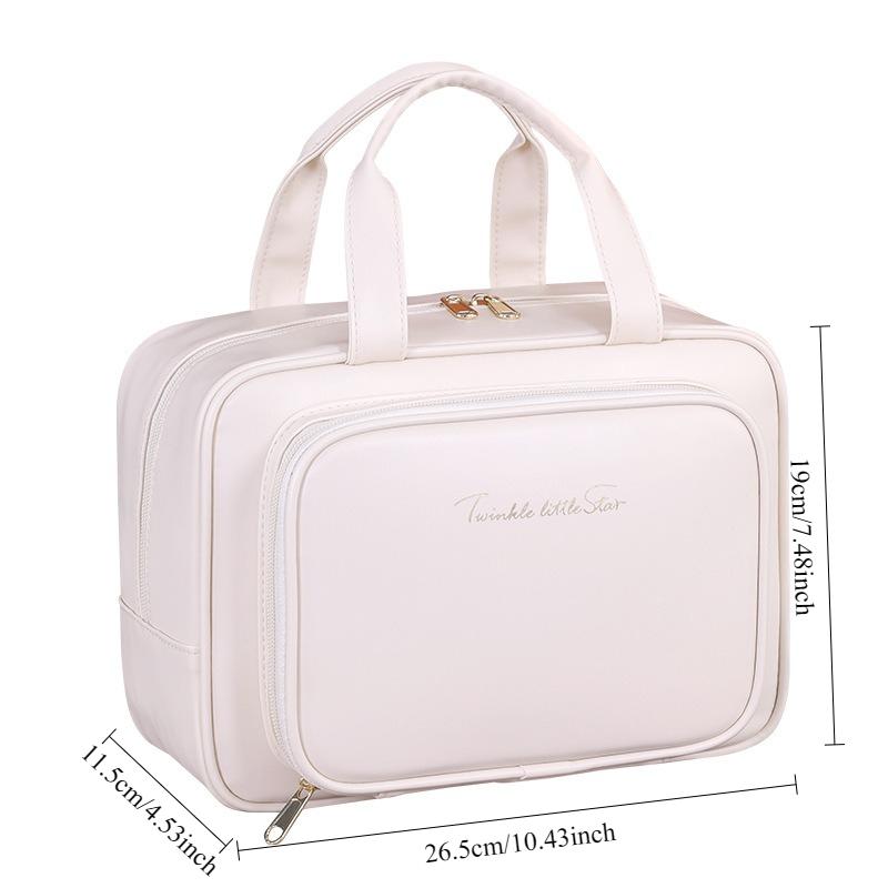 

Travel Portable Waterproof Cosmetic Bag Large Capacity Handheld Makeup Organizer for Women Toiletries Makeup Tools Storage білий