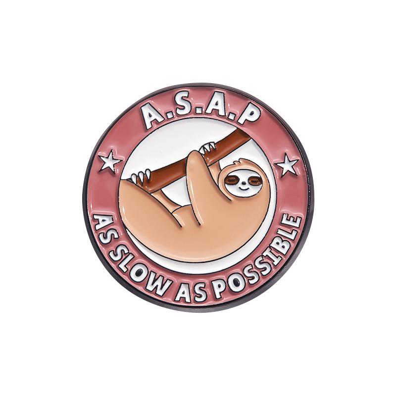 Cute Round Sloth Frog Brooch Alloy Badge Unique Design For Personalized Accessories