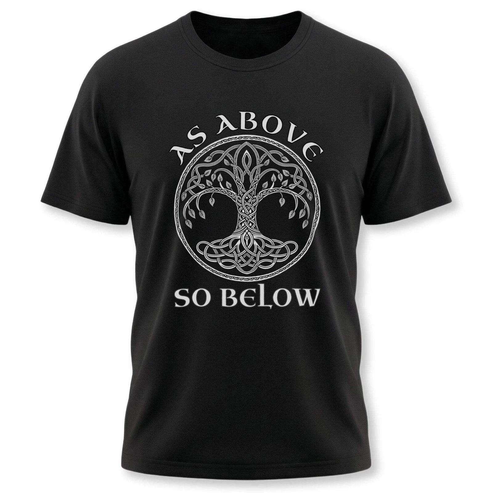 Celtic Tree Of Life T-Shirt | As Above So Below Text | Yggdrasil Graphic Tee XXL