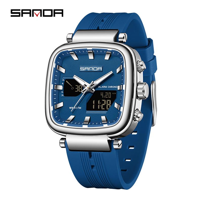 Sanda Men s Waterproof Luminous Multifunction Sports Watch - Casual Square Design for Students