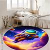 Astronaut Space Clouds Round Rug Flannel Sci Fi Fantasy Floor Mat Kids Bedroom Decor 39in Soft Non Toxic Washable Carpet for