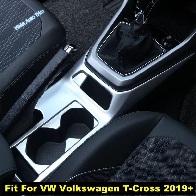 Car Water Cup Gear Shift Panel Decor Cover Trim Stainless Steel Accessories For VW Volkswagen T-Cross