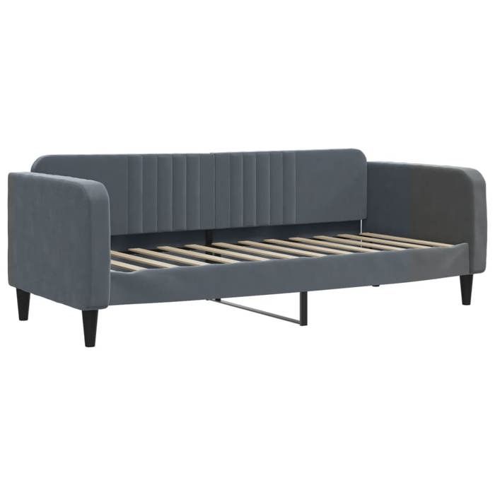 VidaXL Lit de repos gris foncé 90x190 cm velours 354100