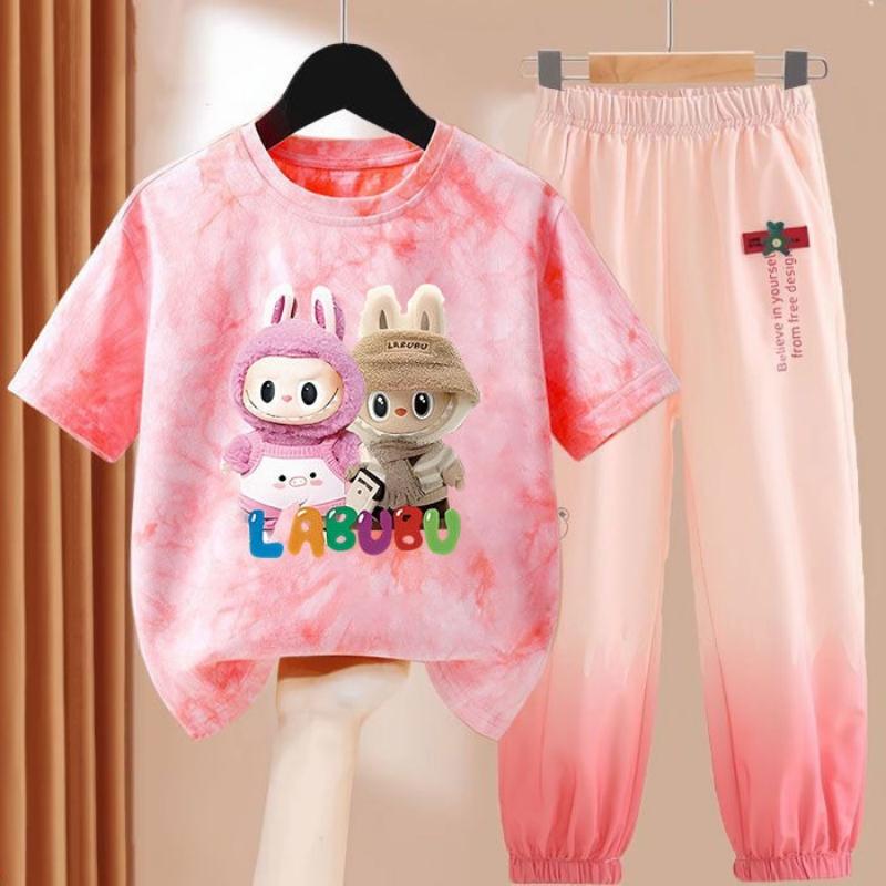 

LBB Girls Dopamine Set Summer Children s Fashionable Short-sleeved T-shirt Ice Silk Set 160