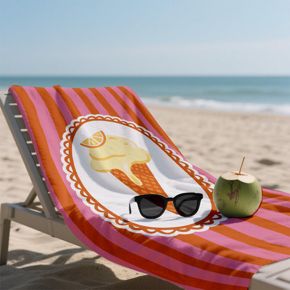 Vintage Zitronen-Eis-Kompakt-Reise-Strandtuch Super Saugfähig Sandresistent, Mikrofaser für Schwimmen Camping Yoga