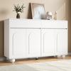 Sideboard Wohnzimmer mit geschwungenen Türen, Moderner Schrank aus Spanplatte und MDF, Runde Metallfüße
