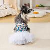 Floral Dog Dress Small Dogs Dress with White Tulle Skirt Summer Tutu Dress for Puppies Bichon Frise Schnauzer Small Breeds