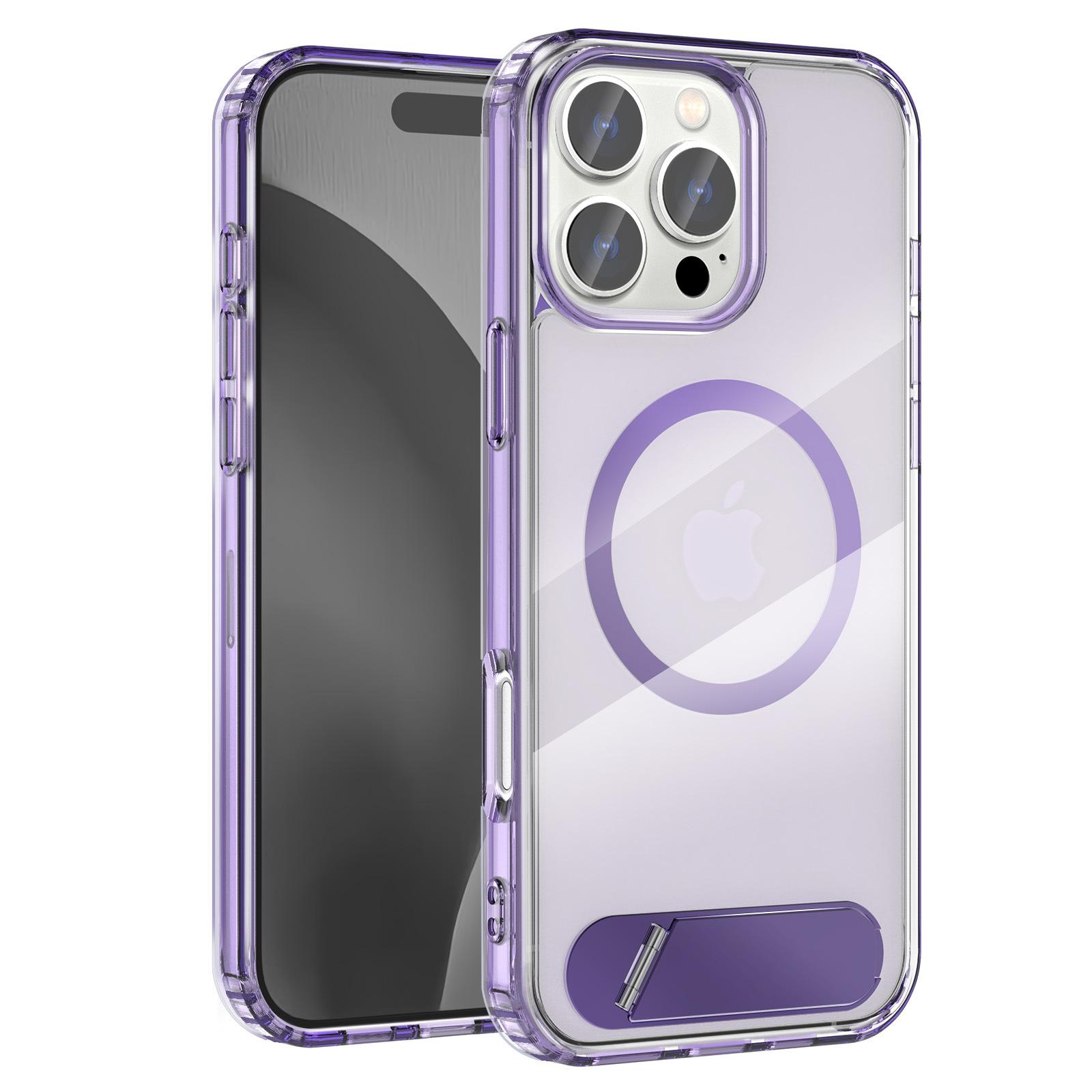 For iPhone 16 Pro Case Compatible with MagSafe Folding Kickstand Anti Drop PC + TPU Back Cover B