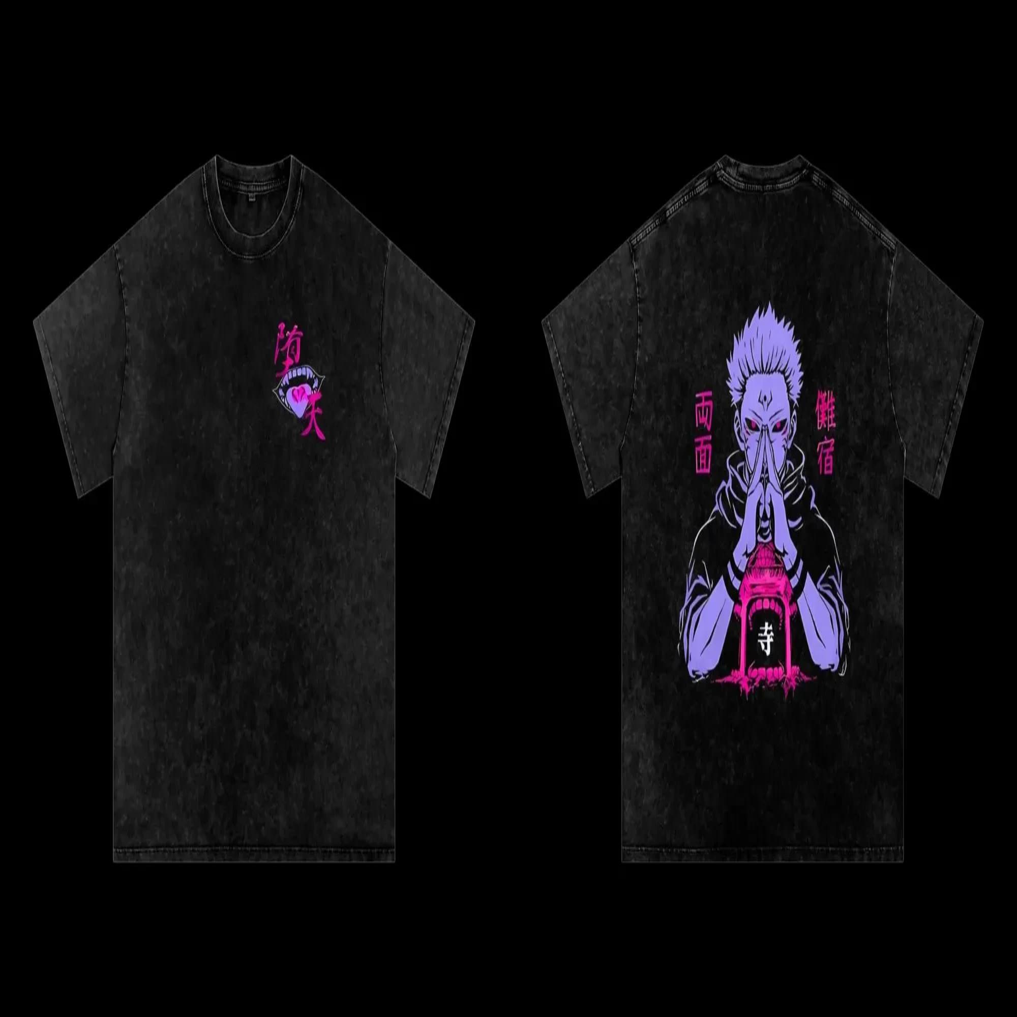 

Hot Anime Jujutsu Kaisen Ryomen Sukuna Graphic T-shirt Men Casual Cotton Tshirts Vintage Washed Tee Harajuku Male Manga T Shirt XXL чёрный