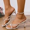 2025 Summer Women Sandals Sexy High Heels Shoes Women Thin High Heels Square Toe Sandals Trend Lady Pump Shoes Zapatos De Mujer
