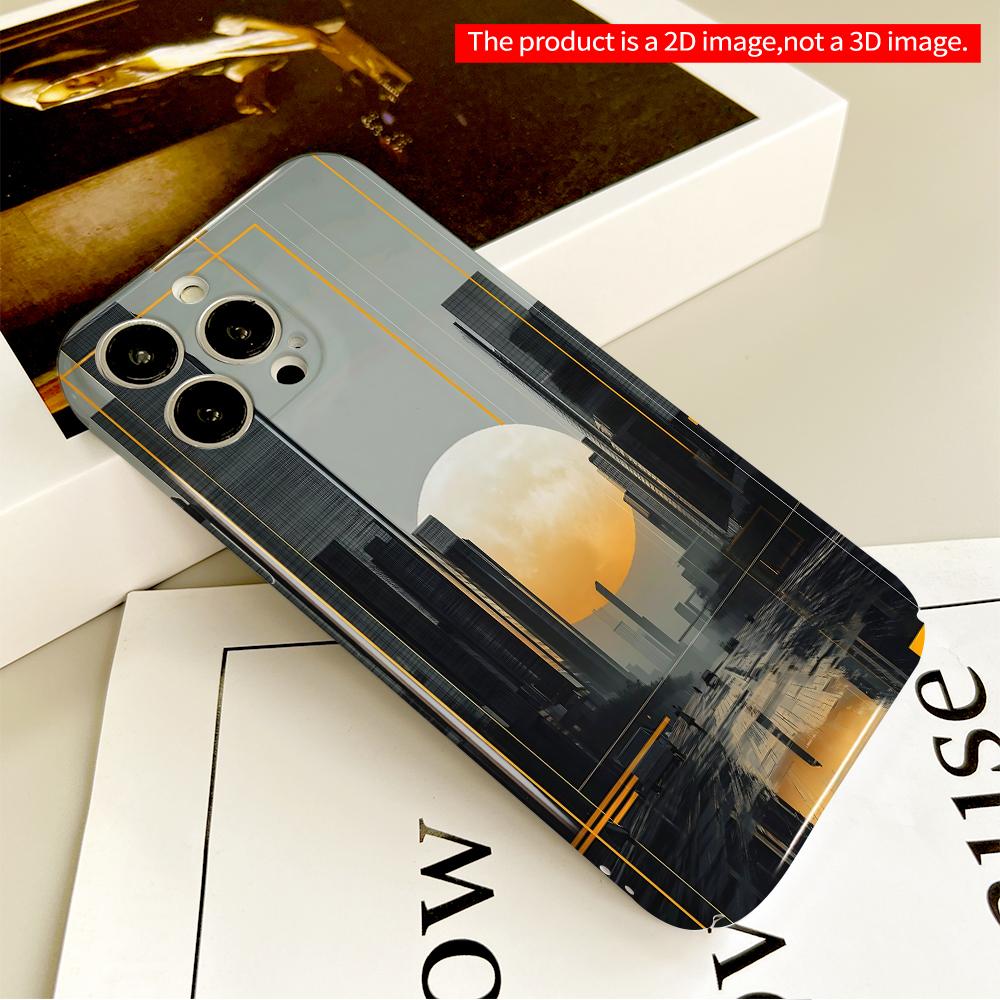 Urban Moonlight Cityscape Phone Case All Inclusive Film Hard Phone Case, Compatible with iPhone 18 Pro Max 17 16 15 14 13 12 11