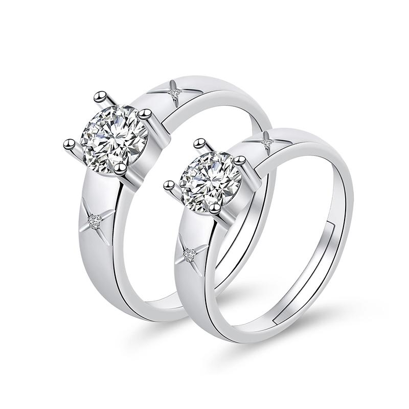 Classic Couple Rings For Men Women CZ Stone Trendy Wedding Lovers' Ring Jewelry Romantic Valentine's Day Present Ring Accessory