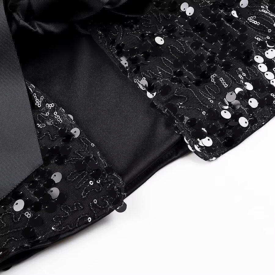 2025 Spring Women's European & American Style Versatile Bow Sequin Top