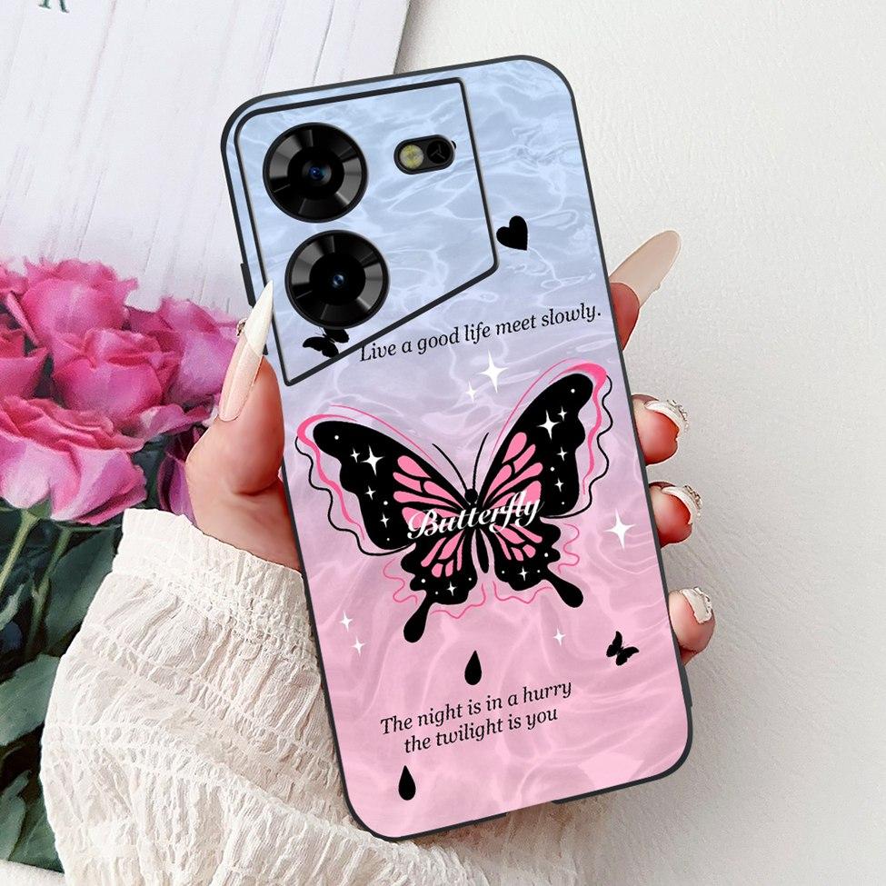 Cover For Tecno Pova 5 Case LH7n Silicone Cute Cat Fashion Flowers Luxury Painted Casing For Techno Pova 5 Phone Case Bumper