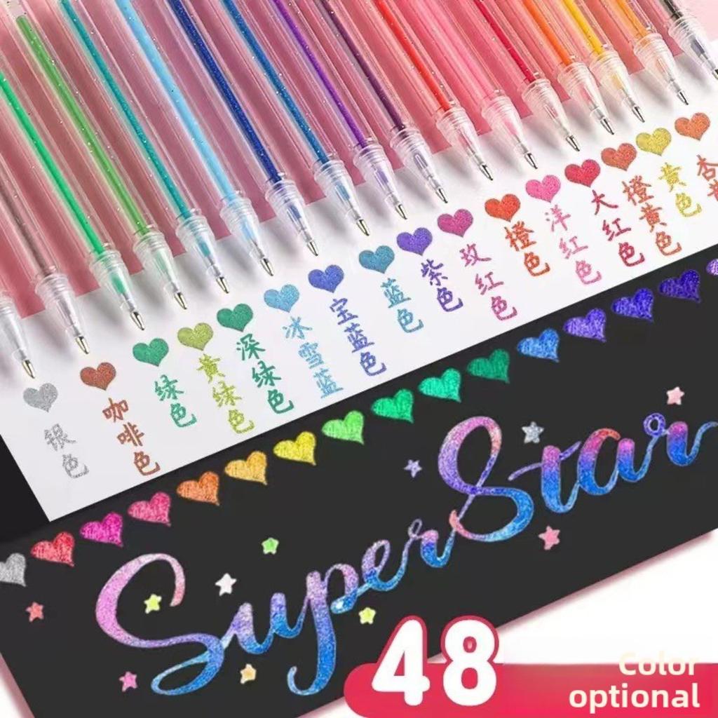 Penna Gel Scintillante Penna Gel Penna Evidenziatore Fluorescente Studente Conto Mano Polvere Scintillante Sabbia Scintillante Penna Neutra Color Perla