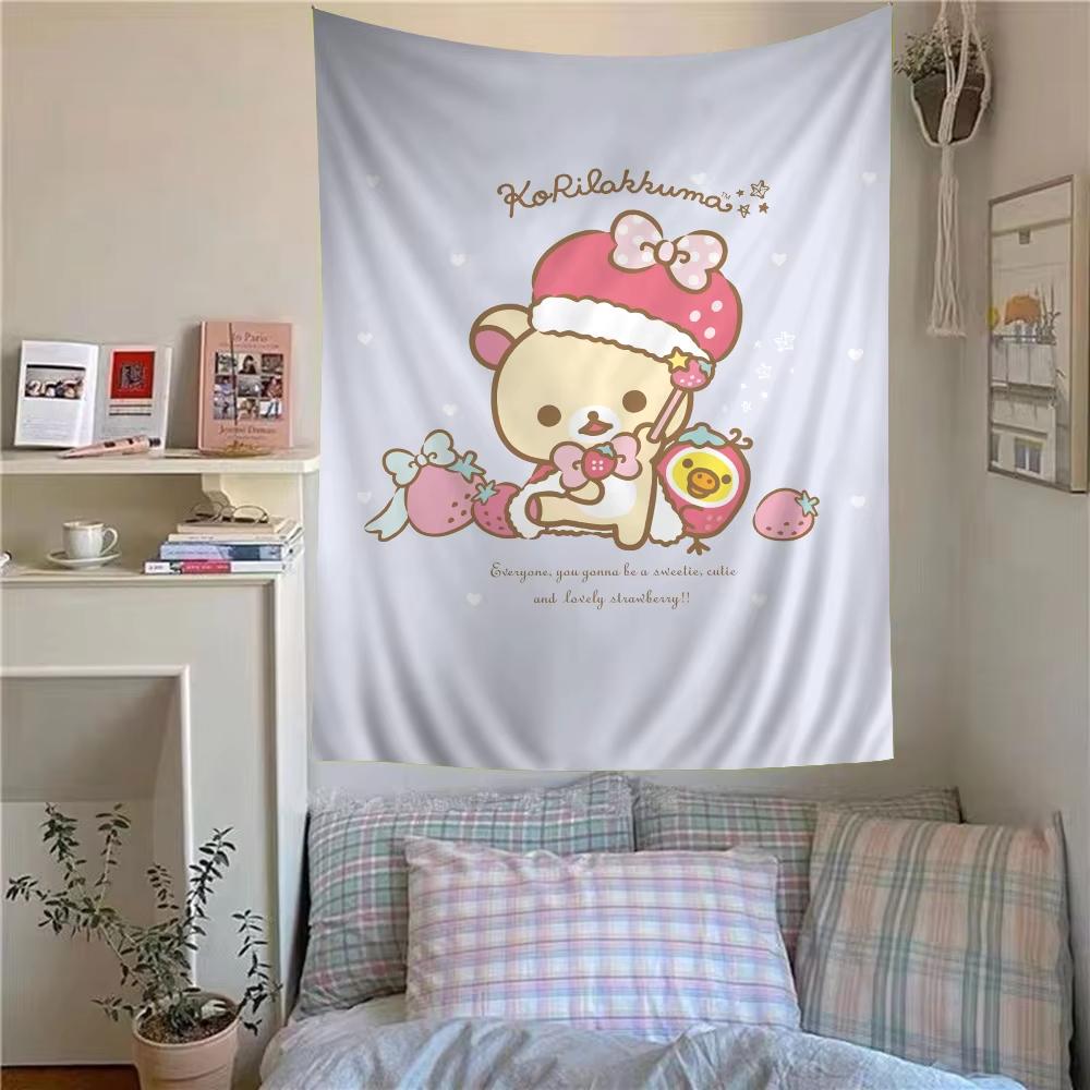 Cute Cartoon Rilakkuma Colored Parrot Printed Wall Tapestry  Multiuse Decor Blanket for Science Fiction Room Home Decor