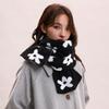 Korean version of versatile double-sided flower knitted scarf for women's autumn and winter new warm student scarf trendy wool shawl