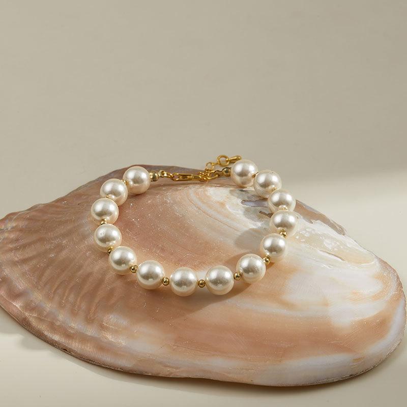 Baroque Shell Pearl Necklace and Bracelet Set - High-End Copper Accessories for Autumn/Winter