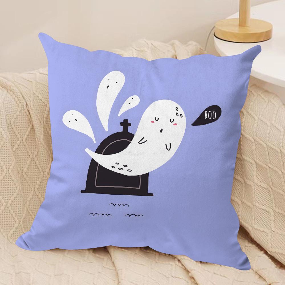 Halloween Spooky Ghost Cushion Cover Soft Plush Throw Pillow Cover  DoubleSided Printed Cushion Case  Cozy Sofa  Home Decor