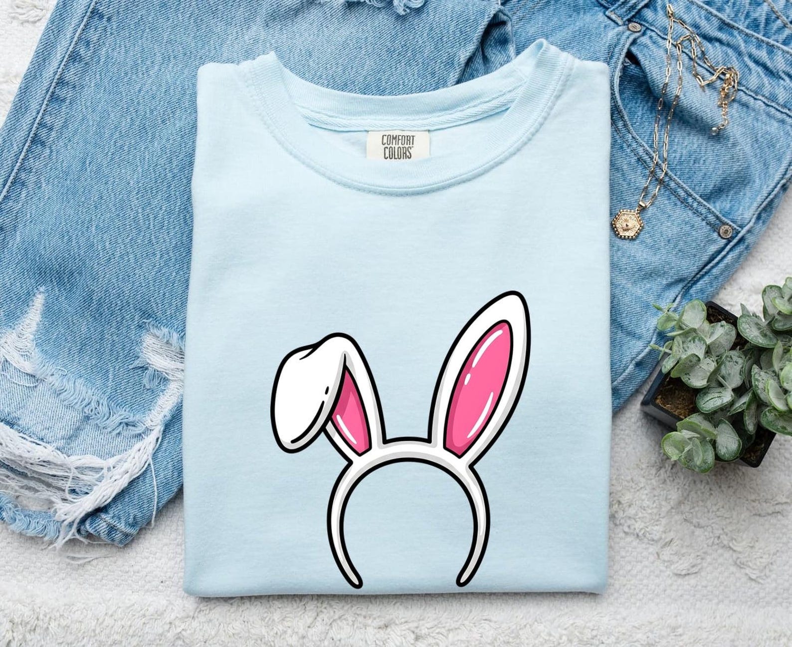 Rabbit Ears Shirt Easter Pet Gift Women Comic Tee Bunny Ears T-Shirt Easter Fan Hare Tshirt Animal Graphic Simple Hairband Tshirt 4XL