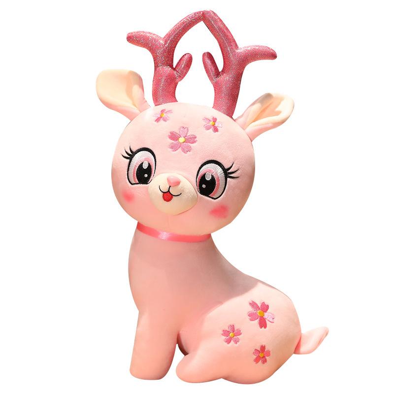 Cute sika deer doll deer doll plush toy sleeping pillow for girls rag doll birthday gift