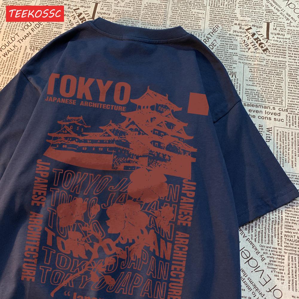 Trendové Bavlněné Dámské Trička Japonské Tokio Tisk Sakura Streetwear Měkké Prodyšné Oversize Letní Street Dámské Oblečení