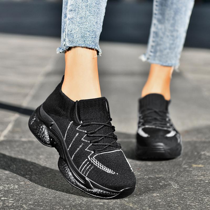 Женские кроссовки на танкетке женские увеличивающие рост на толстой платформе повседневные элегантные женские синие красные желтые белые черные на толстой подошве большой размер EU35 чёрный 2719₽