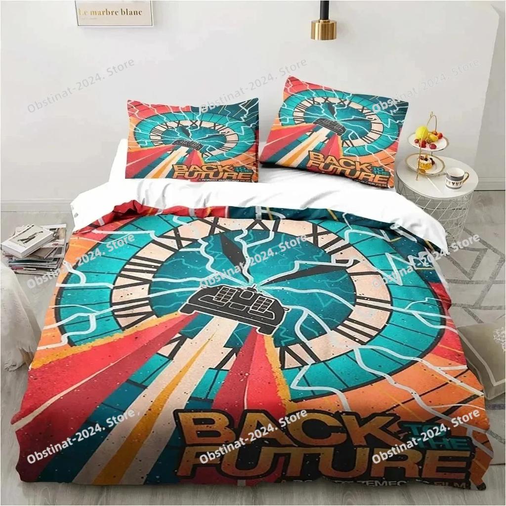 Back To The Future Clasic Movie Retro Beding Set Printed With Pilowcase Soft Duvet Cover Soft Single Double Quen Super King-Sized Dimensionsd