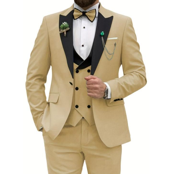 3 Pieces Men's Suits Royal Blue Men Slim Fit Double Breasted Suit Wedding Prom Party Business(Blazer Vest Pants)