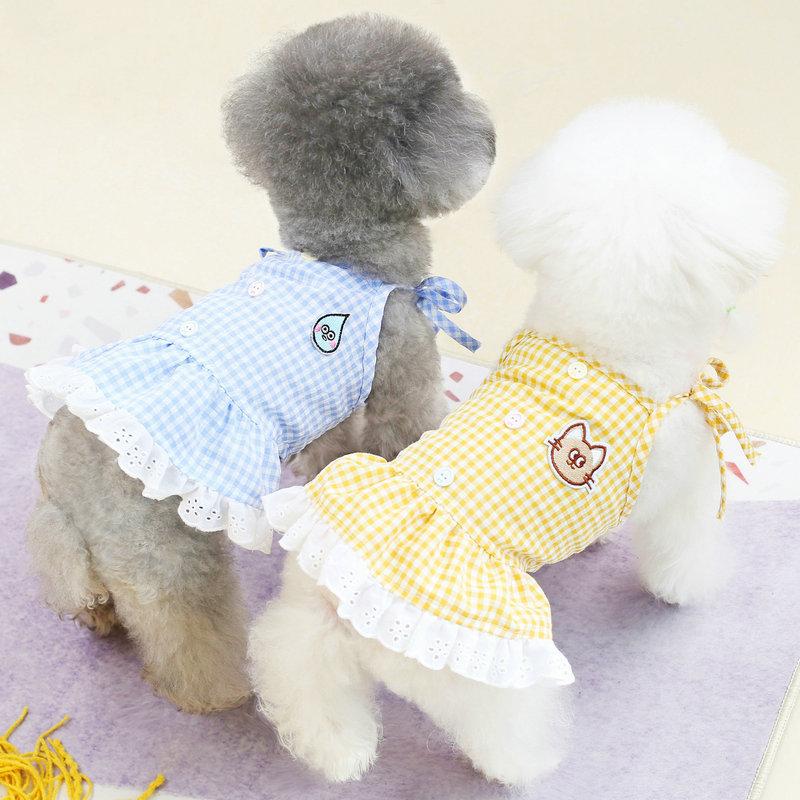 Cute Pet Suspenders Dress Dog Clothes Summer Plaid Dog Shirt Dresses Puppy Cat Clothing Sling Skirt for Little Dogs Chihuahua