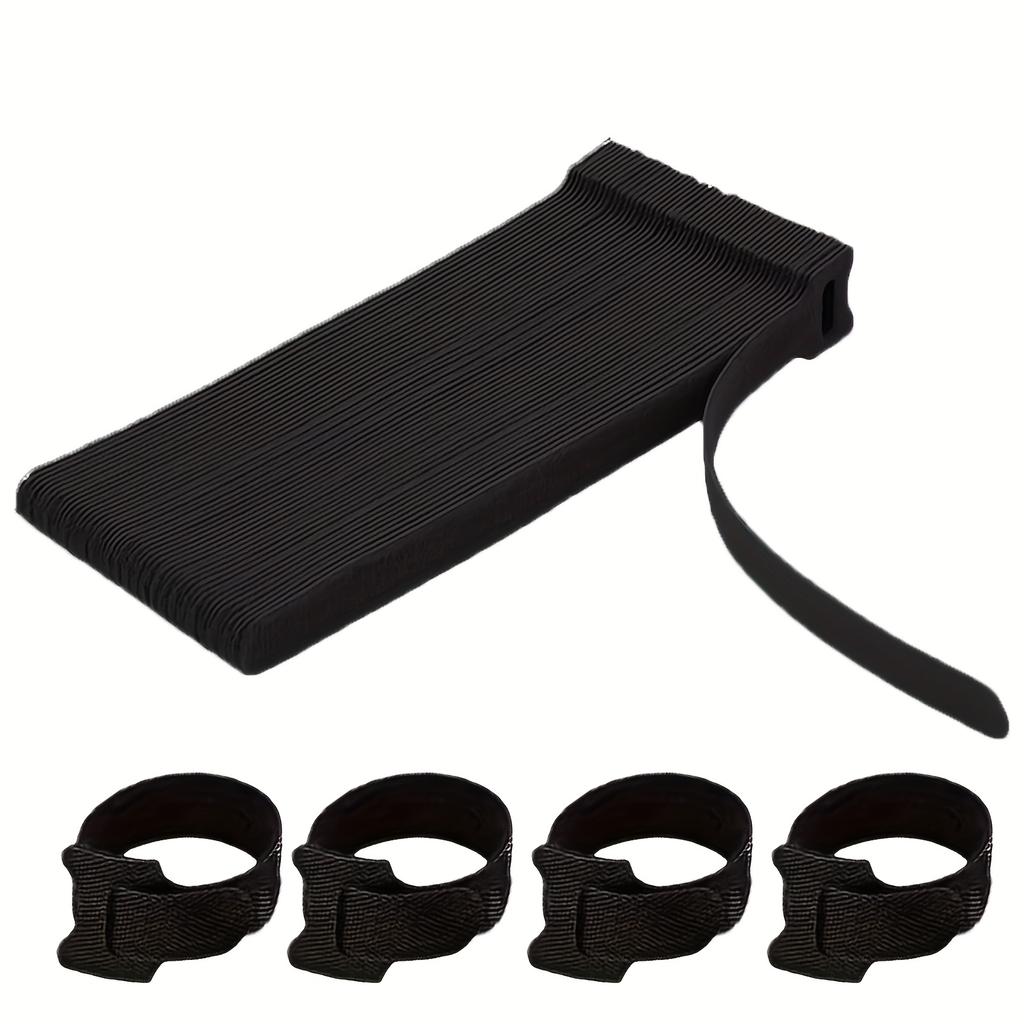 70 buc. Legături de cablu cu scai de culoare mixtă - Organizator de cabluri din material durabil pentru casă și birou, design vibrant în dungi, fixare sigură cu buclă