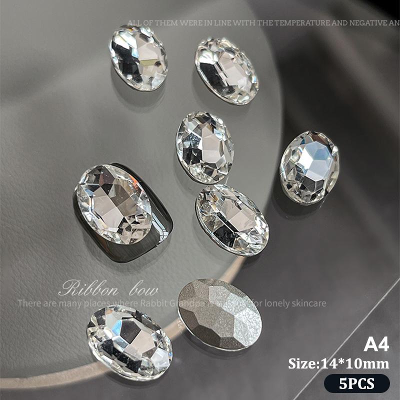 5Pcs Sparkle Sharp Diamond Nail Art Rhinestones Jewel Decoration Mix Clear White Nail Charms Ornaments