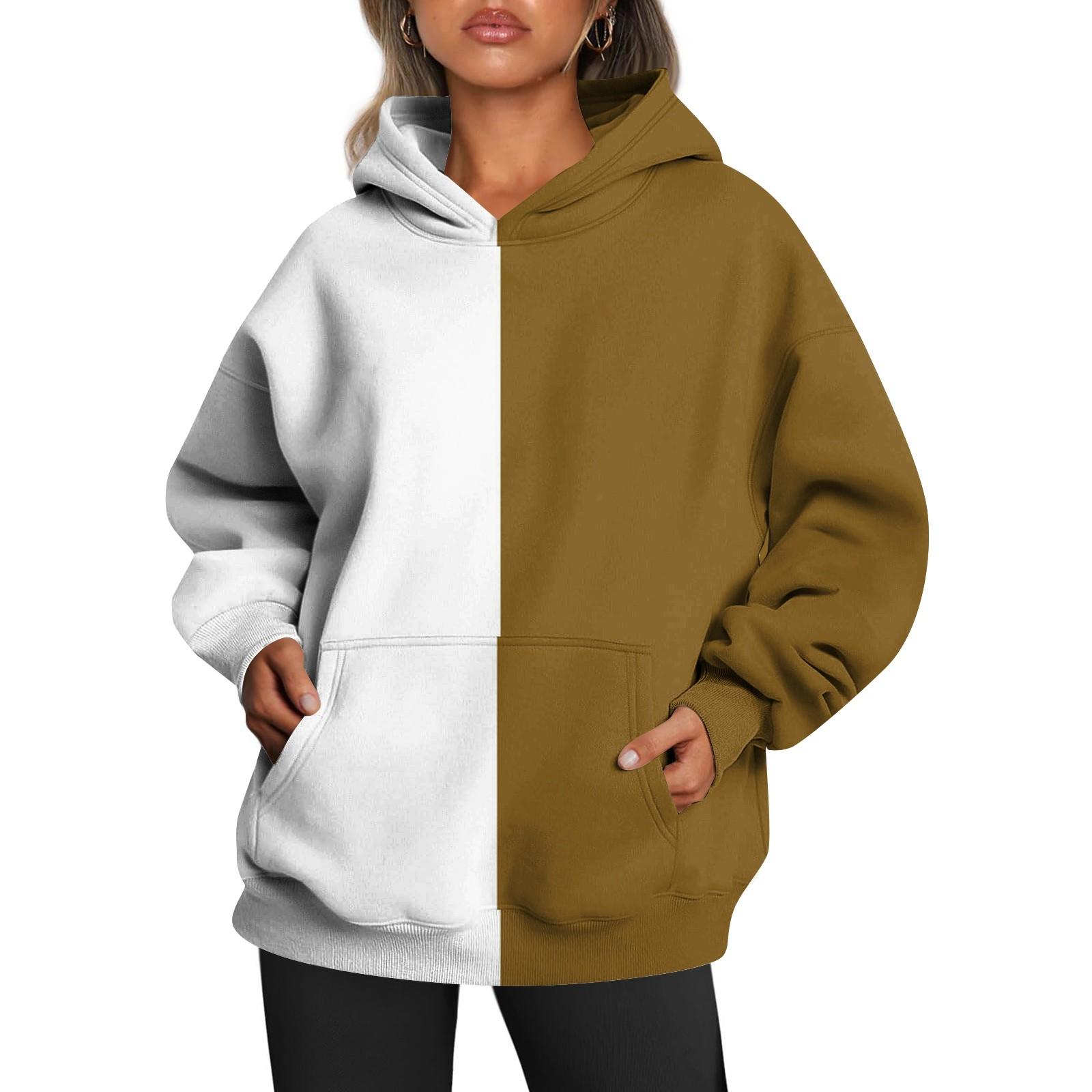 

Женские толстовки с капюшоном большого размера с длинным рукавом с принтом, пуловеры, осенние наряды с карманом XL белый