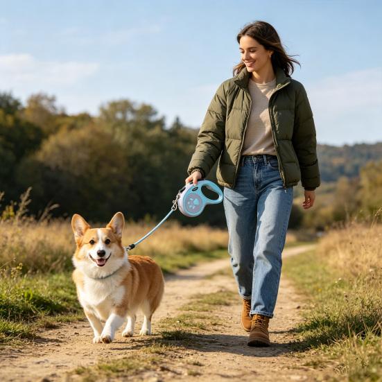 Retractable Dog Leash Heavy Duty 16Ft Tape Leash Tangle-Free Leash with One-Button Control Comfortable Handle for Small Medium Dogs