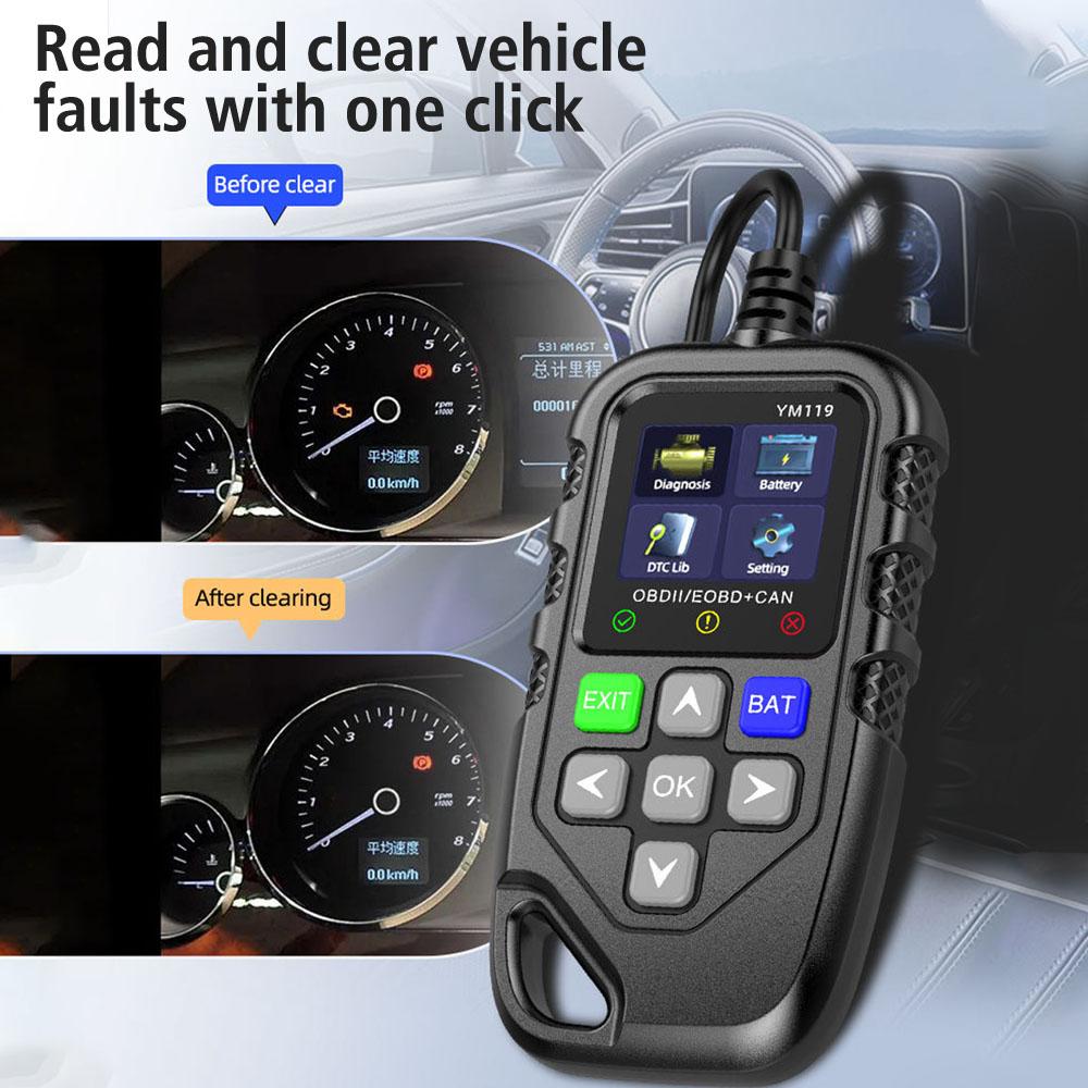 OBD2 Code Reader Car Auto Diagnostic Tool Work for All Cars YM119 Multi-language OBDII Scanner Read Vehicle Information