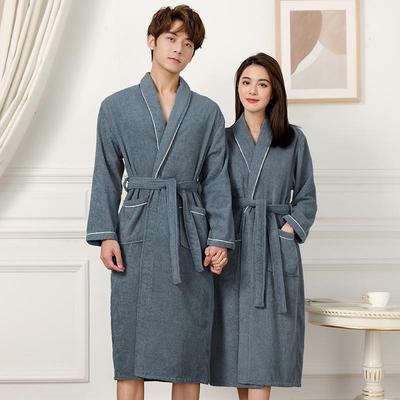 Saugfähiger Bademantel aus reiner Baumwolle für Erwachsene - Hotelqualität, Unisex-Nachthemd