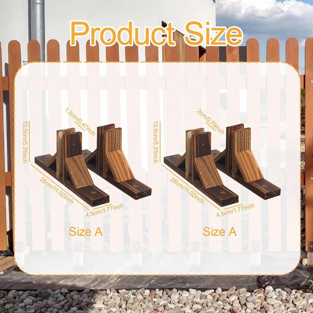 2 Stycken Staketbas Stödställ Dekoration Trä Triangel Spjäla Fäste Trädgård Spaljé