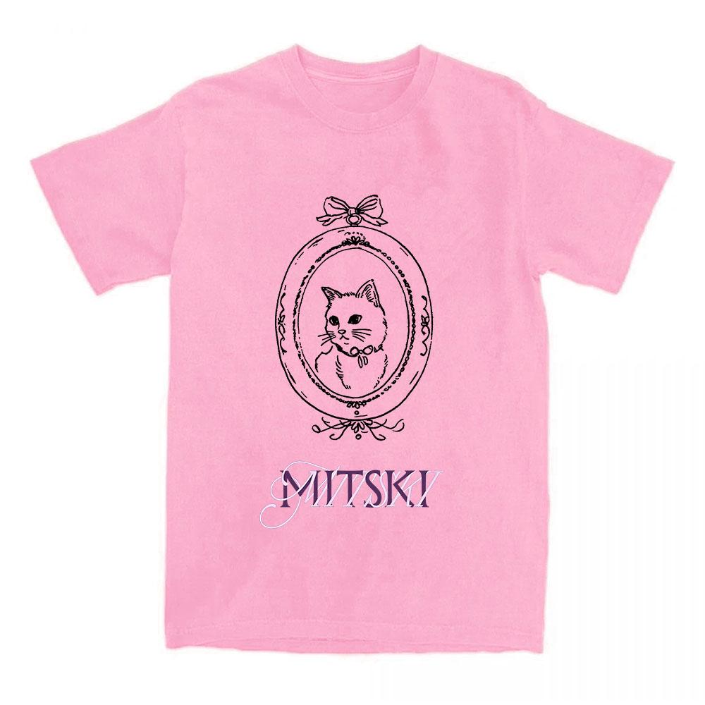 Mitski Cat Graphic Printing Tees Oneck Short Sleeve Loose Female Tshirt Unisex Streetwear Women Unisex Clothing Design Print Tops