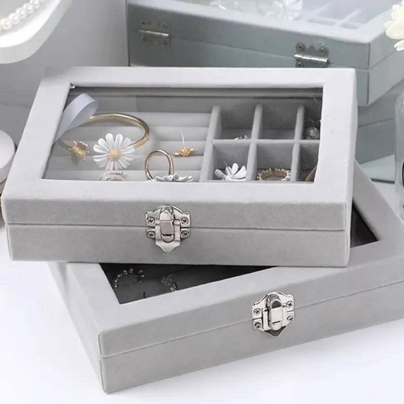 1PC Jewelry Classification Storage Box - Transparent Visible Holder for Earrings Rings Necklaces Display